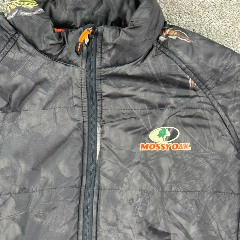 Mossy Oak Puffer Jacket Mens L Gray Camo 3M Thinsulate Hunting Gorpcore